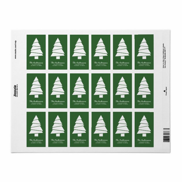 Christmas Tree Illustration Return Address Labels