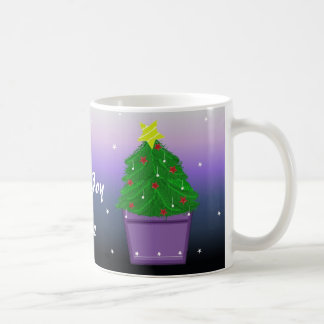Christmas Tree in a Purple Planter Coffee Mug