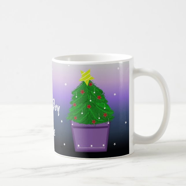 Christmas Tree in a Purple Planter Coffee Mug (Right)