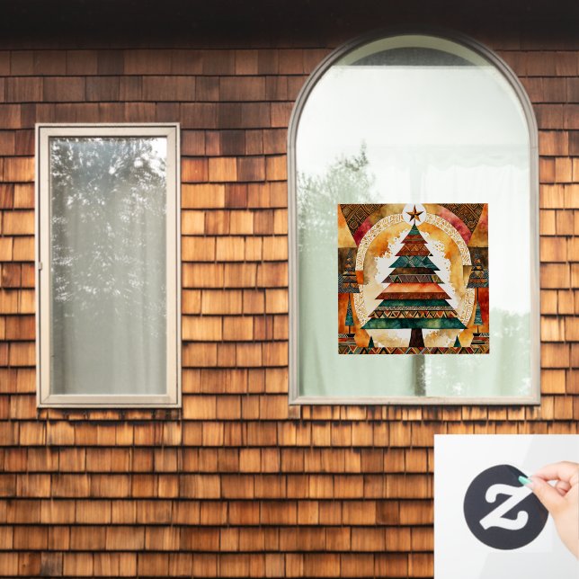 Christmas Tree in abstract art 44 - Fan Fun Window Cling (Home Window)