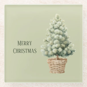 Christmas Tree in Basket Glass Coaster