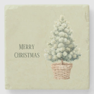 Christmas Tree in Basket Stone Coaster