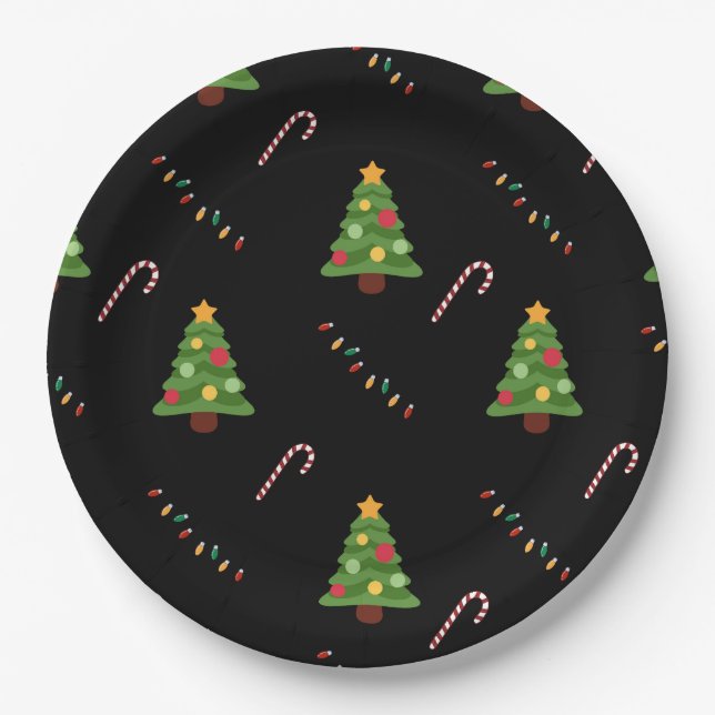 Christmas Tree in Black Paper Plates (Front)