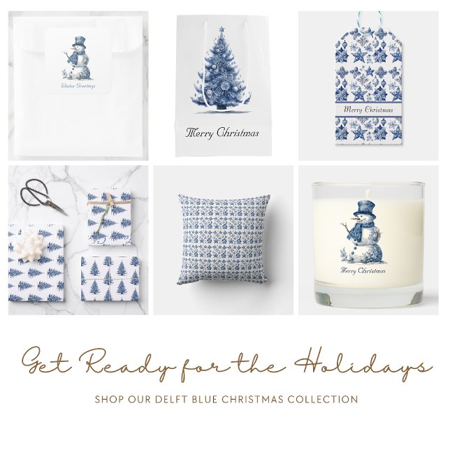 Christmas Tree in Delft Blue, customizable Glass Coaster (Creator Uploaded)