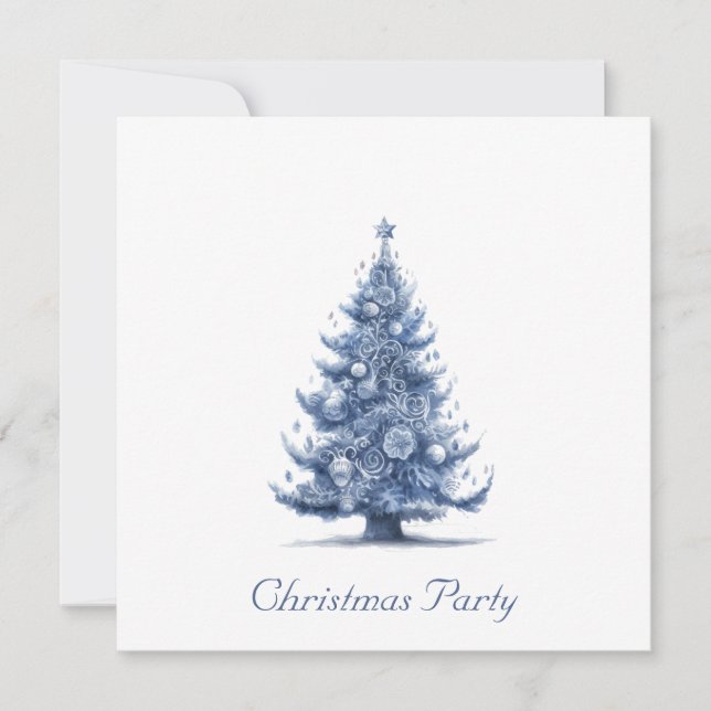 Christmas Tree in Delft Blue customizable Save The Date (Front)