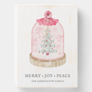 Christmas Tree In Glass Dome Watercolor Wooden Box