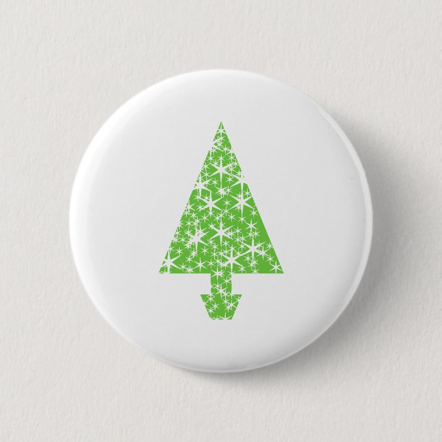 Christmas Tree in Green and White. Button (Front)