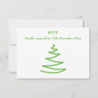 Christmas Tree in Green, Simple and Stylish. RSVP Card