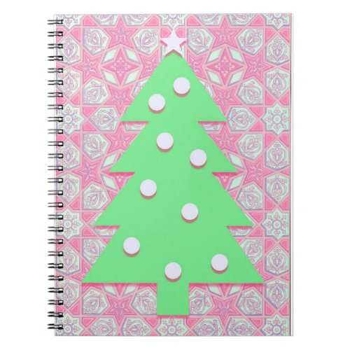 Christmas Tree in Pink and Green Journal Notebook