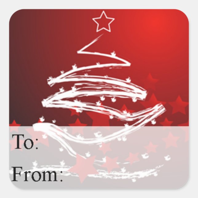 Christmas Tree in Red With Stars Gift Tag (Front)