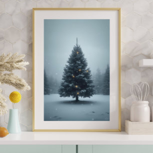 Christmas Tree in Snow — Peaceful Winter Poster