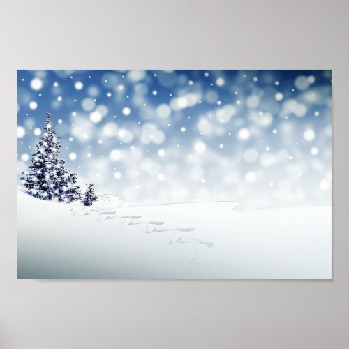 Christmas Tree In Snow Poster