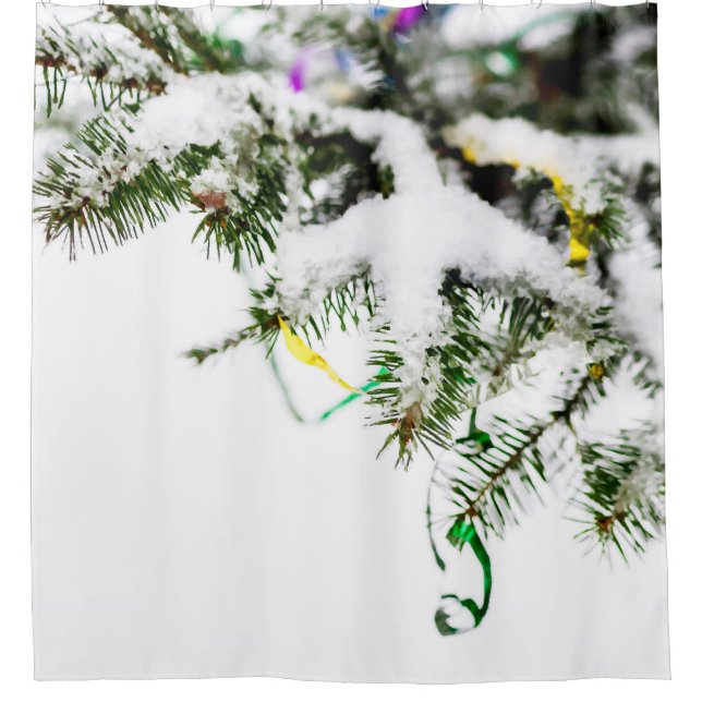Christmas Tree In Snow Shower Curtain (Front)