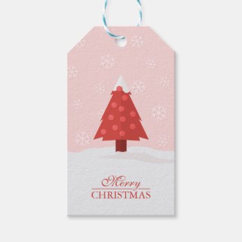 Christmas Tree In Snow With Snowflakes Gift Tags by J32Teez at Zazzle
