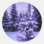 Christmas Tree in the Forest Classic Round Sticker