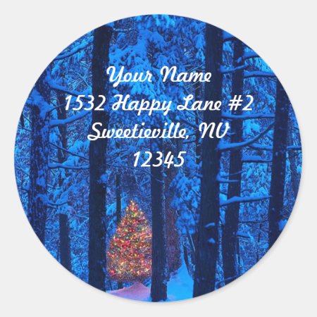 Christmas Tree In The Woods Address Sticker