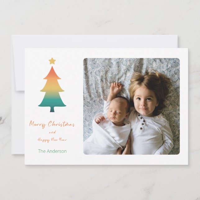 Christmas tree in twilight holiday card (Front)