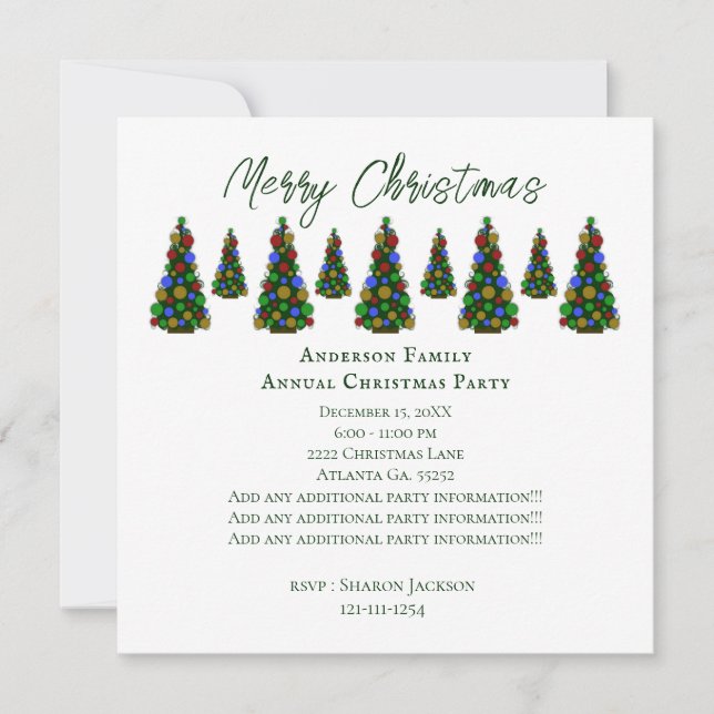Christmas Tree  Invitation (Front)