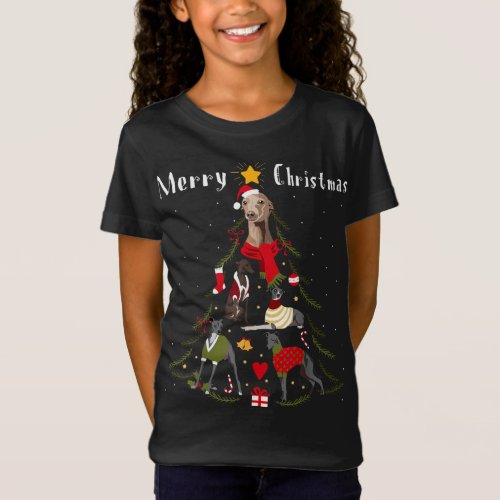 Christmas Tree Italian Greyhound Lover Xmas Dog Ow T_Shirt