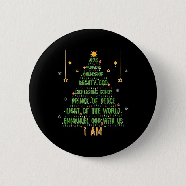 Christmas Tree Jesus Christian Bible Faith Holiday Button (Front)