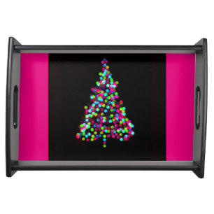Christmas Tree Jewels on Pink Serving Tray