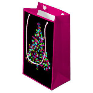 Christmas Tree Jewels on Pink Small Gift Bag