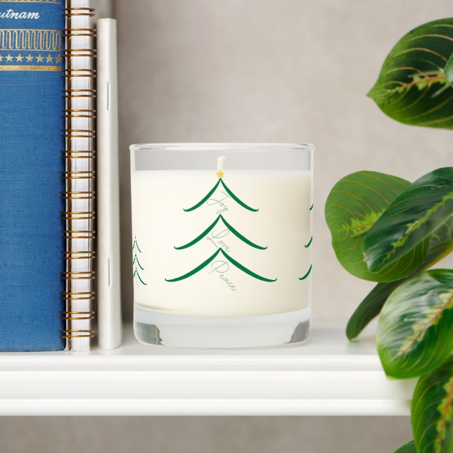 Christmas Tree Joy Love and Peace Candle (Shelf)