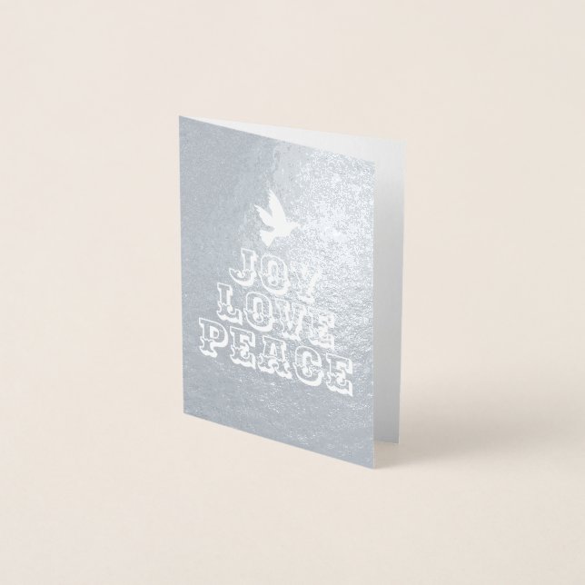 Christmas tree joy love peace white dove foil card (Front)