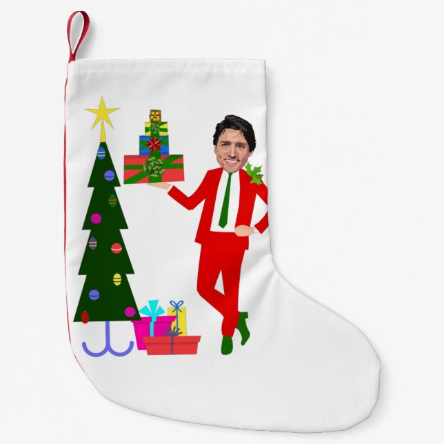christmas tree justin trudeau small christmas stocking (Front)