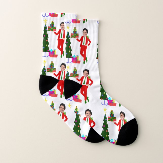 christmas tree justin trudeau socks (Pair)