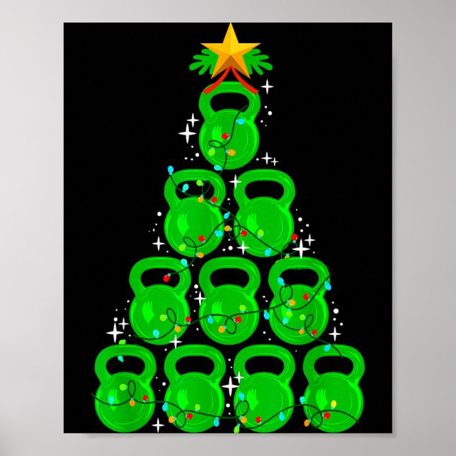 Christmas Tree Kettlebell Xmas Gym Workout Fitness Poster (Front)