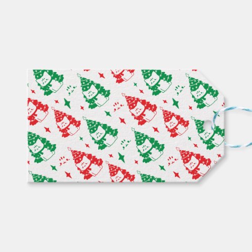 Christmas Tree Kitty Cat White Gift Tags