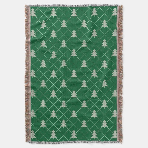Christmas Tree Knit Pattern Throw Blanket
