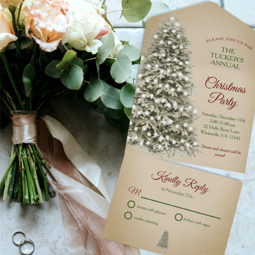 Christmas Tree Kraft Paper Company Holiday Party All In One Invitation Zazzle