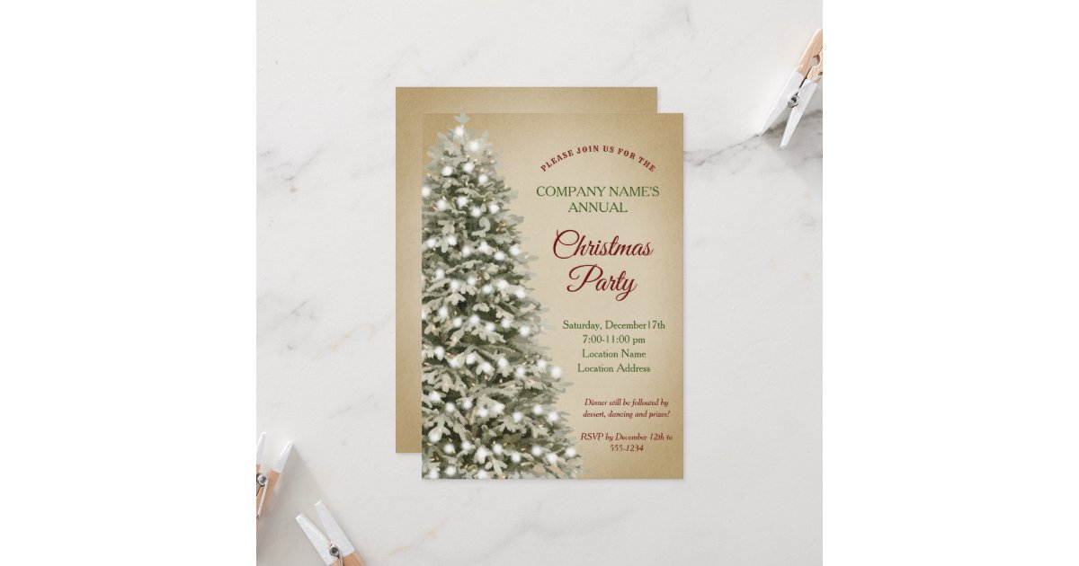 Christmas Tree Kraft Paper Company Holiday Party Invitation Zazzle