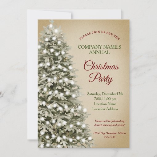 Christmas Tree Kraft Paper Company Holiday Party Invitation Zazzle
