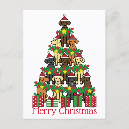 Christmas Tree Labradors Four Holiday Postcard