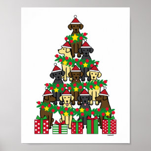 Christmas Tree Labradors Poster