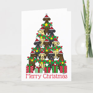 Christmas Tree Labradors Three Holiday Card