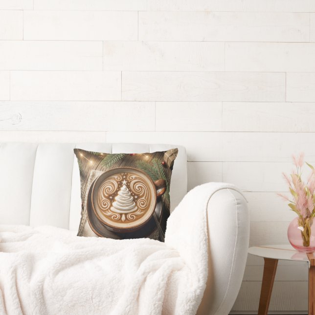 Christmas Tree Latte Throw Pillow (Couch)