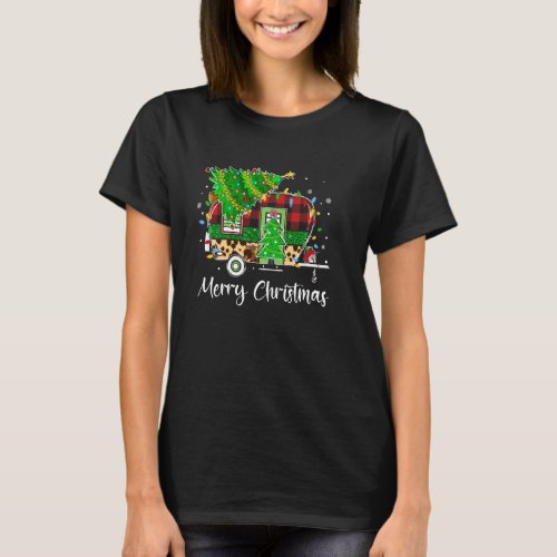 Christmas Tree Leopard Camping Trailer Merry Chris T_Shirt