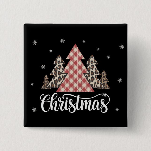 Christmas Tree Leopard Funny Xmas Holiday  Button (Front)