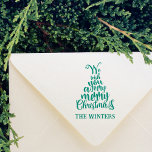 Christmas Tree Lettering Holiday Self-inking Stamp<br><div class="desc">Holiday message in the shape of a Christmas tree with family or business name. For more advanced customization of this design,  please click the "BLUE DESIGN TOOL" above!</div>