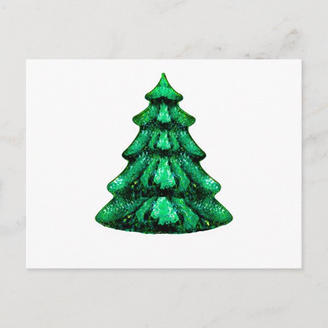 Christmas Tree Light Green White OL The MUSEUM Zaz Holiday Postcard (Front)