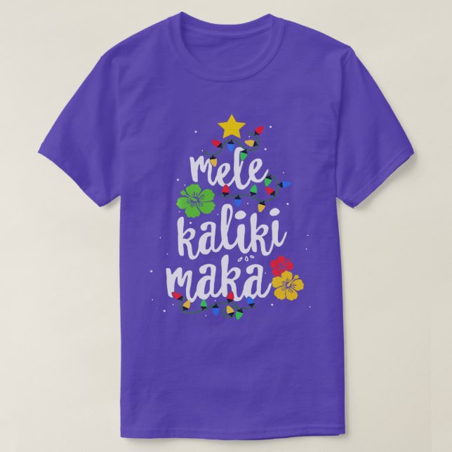 Christmas Tree light Mele Kalikimaka Tropical Hawa T-Shirt (Design Front)