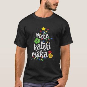 Christmas Tree Light Mele Kalikimaka Tropical Hawa T-Shirt