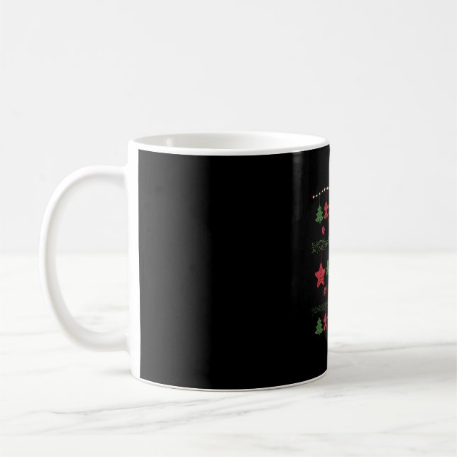 Christmas tree light Sweater Design Ugly Christmas Coffee Mug (Left)