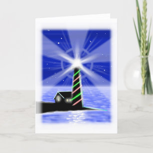 Christmas tree lighthouse folded card