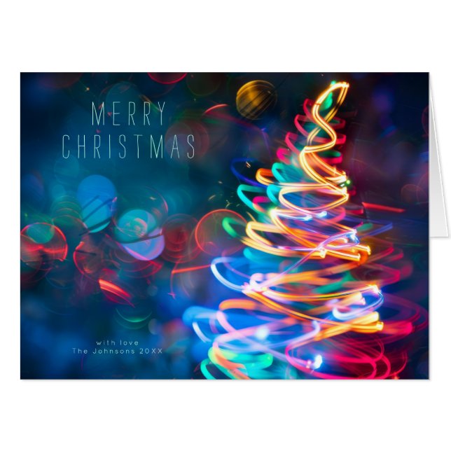 Christmas Tree Lights Bokeh Giant Greeting Card (Front Horizontal)