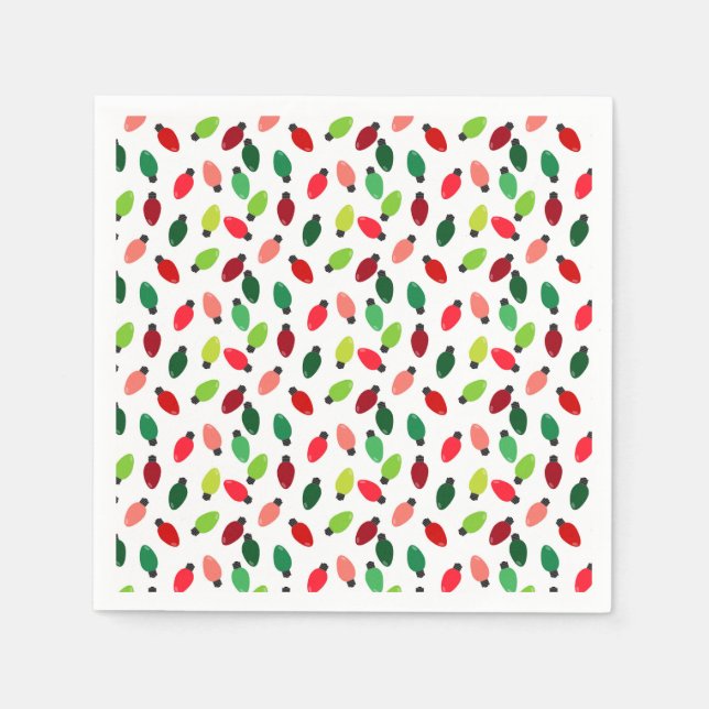 Christmas Tree Lights Bulb Pattern Paper Napkins (Front)